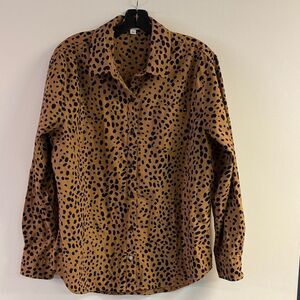 Crown & Ivy Leopard Animal Print Button Down Top Size L